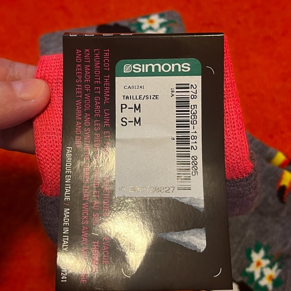 Gray jacquard toucans merino wool blend thermal socks made in Italy NWT - Picture 5 of 8